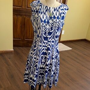 Zarr Collection Blue and White Patterned Dress